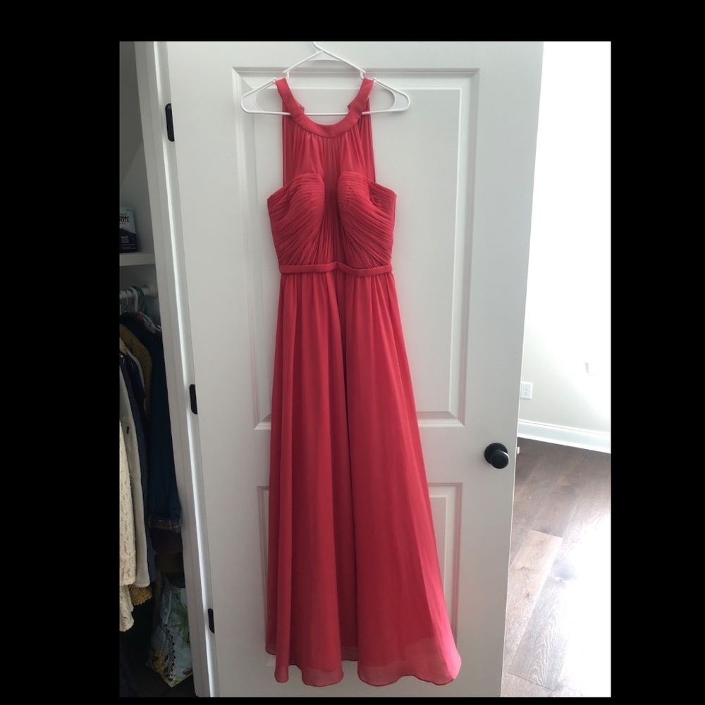 Peachy pink prom/wedding guest dress!